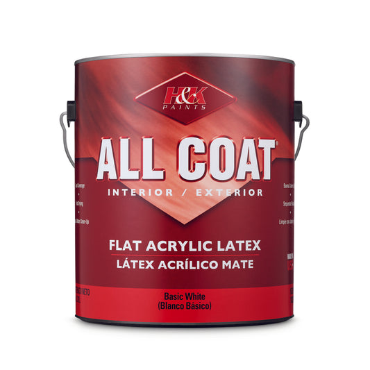H&K Paints All-Coat Flat Basic White Acrylic Latex Paint Indoor/Outdoor 1 gal. (Pack of 4)