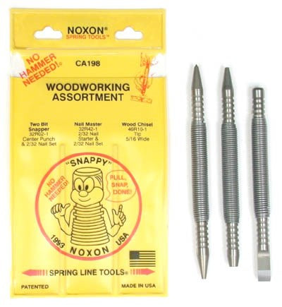 Spring Tools Ca198 3 Pc Center Punch, Nail Set And Wood Chisel Woodworking Asso