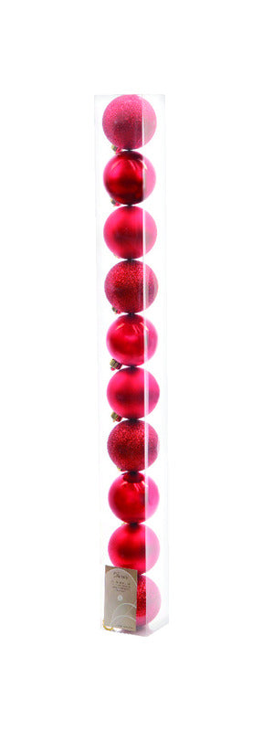 Celebrations Ball Christmas Ornament Red Plastic 10 pk (Pack of 16)