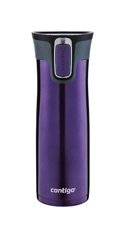 Contigo Autoseal West Loop Stainless Steel Purple BPA Free Dishwasher Safe Tumbler Design Travel Mug 20 oz. Capacity