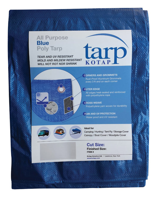 KOTAP 6 ft. W x 8 ft. L Light Duty Polyethylene Poly Tarp Blue (Pack of 30)
