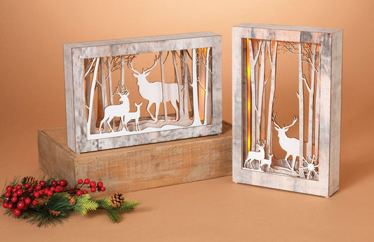 Gerson Winter Scene with Deer Christmas Decoration White Wood 1 pk (Pack of 2)