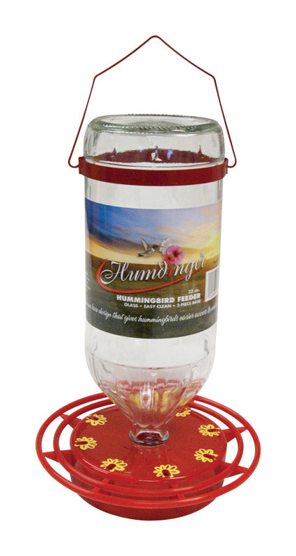Humdinger Red Glass 8-Ports 32 oz. Capacity Hummingbird Nectar Feeder 9-1/2 H x 6 W x 6 D in.