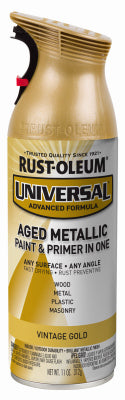 Universal Paint & Primer Metallic Spray Paint,  Vintage Gold, 11-oz.