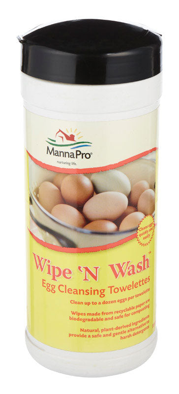 MannaPro  Wipe-N-Wash  Cotton  Egg Cleaning Towelettes
