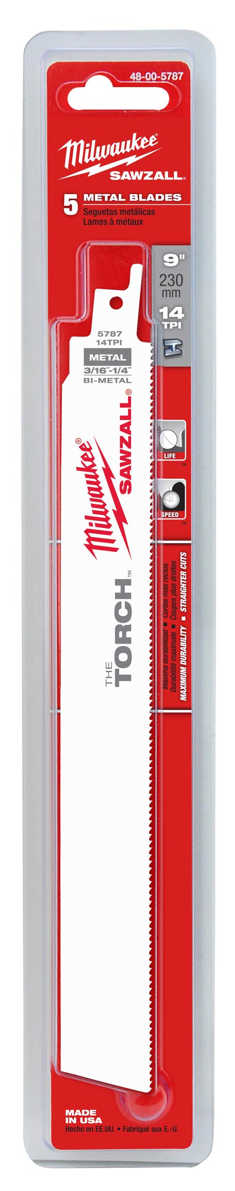 Milwaukee 48-00-5787 9 14 Tpi The Torch Sawzall Blade 5 Count