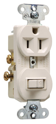 Switch & Outlet, Single-Pole, Light Almond, 15-Amp, 120-Volt