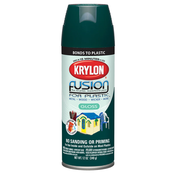 Krylon  Gloss  Hunter Green  Fusion Spray Paint  12 oz. (Pack of 6)