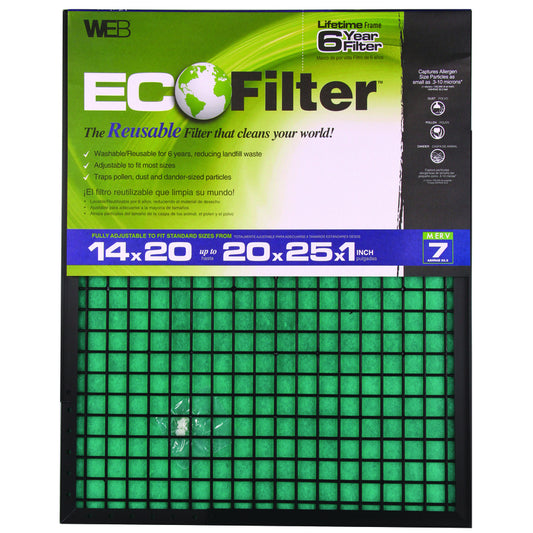 Web Eco Filter 14 in. W x 25 in. H x 1 in. D Polyester 7 MERV Air Filter (Pack of 4)