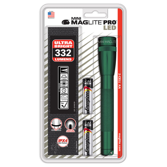 Maglite 332 lumens Green LED Mini Flashlight AA Battery