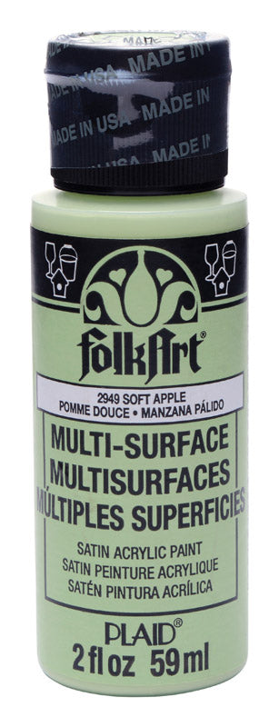 Plaid FolkArt Satin Soft Apple Hobby Paint 2 oz. (Pack of 3)