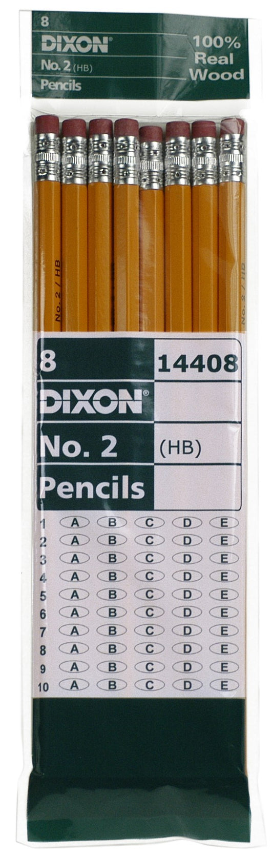 Dixon Ticonderoga 14408 #2 Yellow Wood Cased Pencil 8 Count
