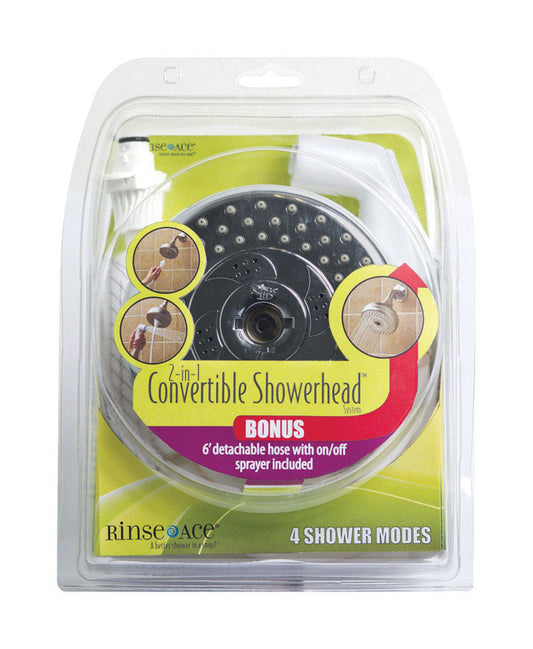 Rinse Ace  2-in-1  Polished  ABS  4 settings Convertible Showerhead  2.5 gpm