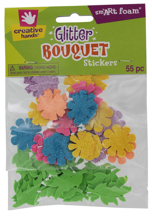 Creative Hands 7560E Glitter Sticker Bouquet 55 Count (Pack of 3)