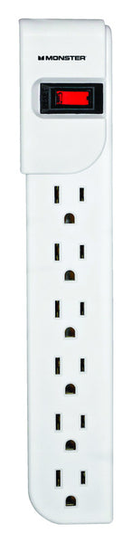 Monster Cable Just Power It Up 3 Ft. L 6 Outlets Power Strip White (Pack Of 4)