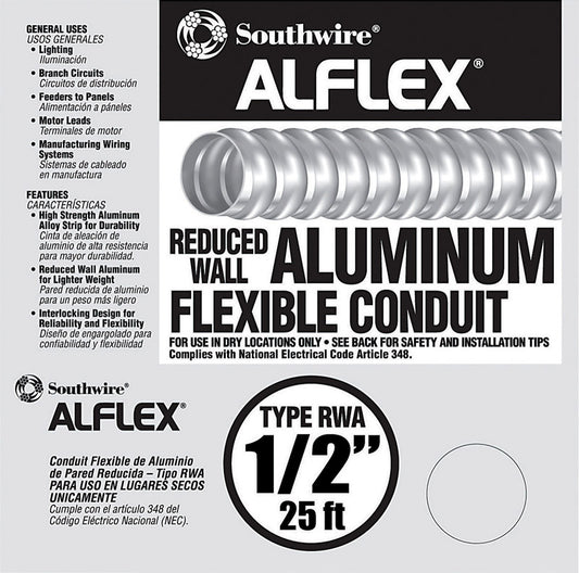 Southwire 1/2 in. D X 25 ft. L Aluminium Flexible Electrical Conduit For FMC