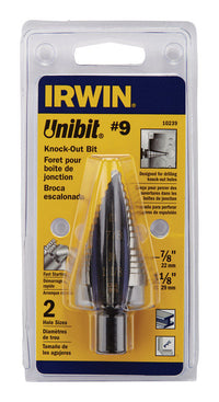 Broca escalonada de acero de alta velocidad Irwin Unibit n.º 9 x 6 pulg. L, 1 pieza.