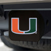 University of Miami Black Metal Hitch Cover - 3D Color Emblem