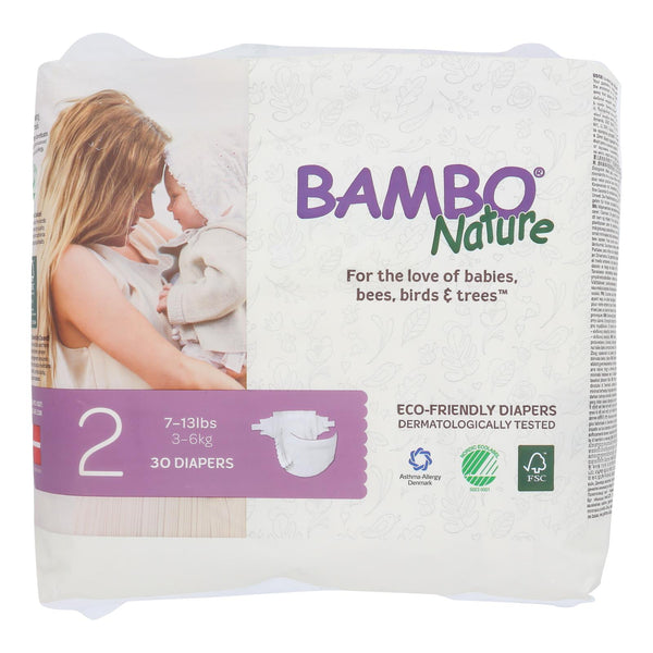 Bambo Nature - Pañales tamaño 2, 7-13 libras - Caja de 6 - 30 unidades (paquete de 6)