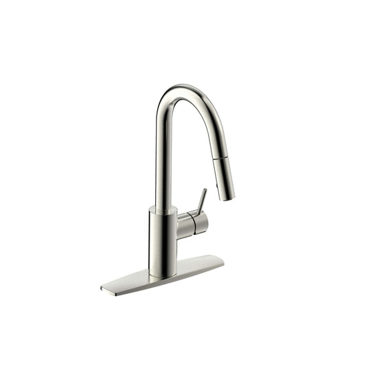 Ultra Faucets Euro One Handle Brushed Nickel Pull-Down Kitchen Faucet