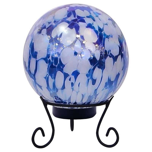 Alpine Blue Glass 11 in. H LED Gazing Ball
