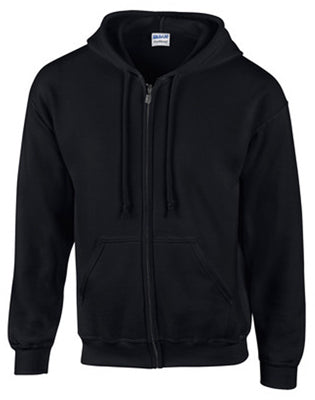 Hooded Zip Sweatshirt, Black Cotton/Poly, Large (Pack of 2)