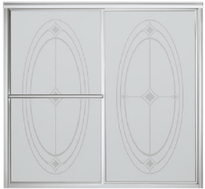 59 x 56-1/4-Inch Silver Bypass Tub Door With Ellipse Pattern