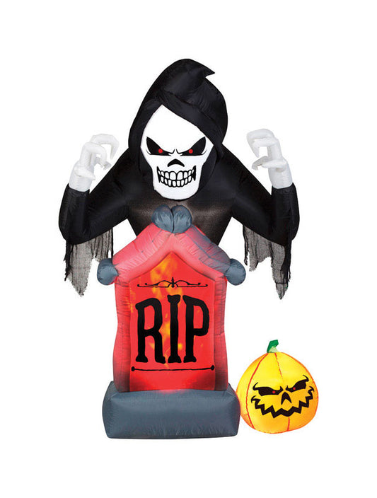 Gemmy  Prelit Grim Reaper With Tombstone  Inflatable