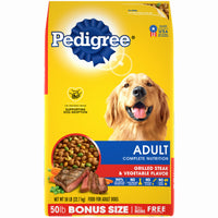 Dog Food, Adult Complete Nutrition Grilled Steak & Vegetable, 50-Lbs.