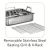 16.5 in Prima Stainless Steel Deep Roasting Pan Includes Basting Grill & V-Rack