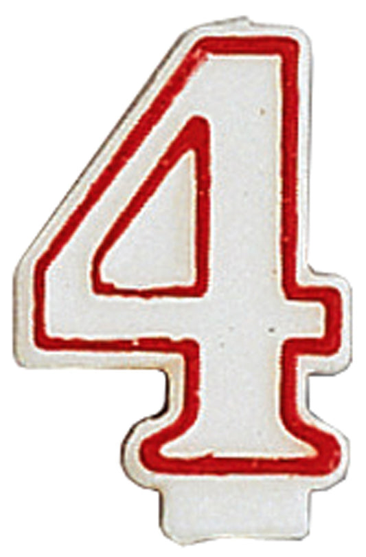 Creative Converting 80145033 #4 Red Outline Numeral Birthday Candle                                                                                   