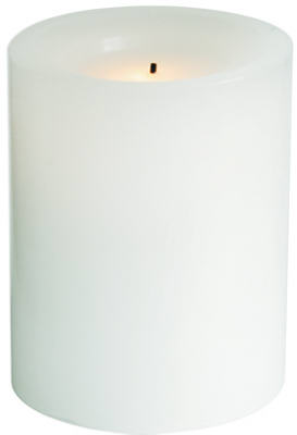 Flameless Candle, Pillar With Timer, White Wax, 4-In. (Pack of 6)