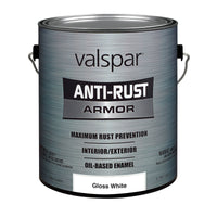 Valspar Anti-Rust Indoor and Outdoor Gloss White Oil-Based Enamel Rust Prevention Paint 1 gal (Pack of 2)