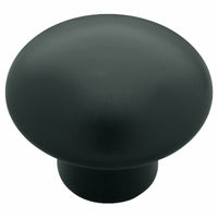 Ceramic Cabinet Knob, Black, 1-3/8-In. Round
