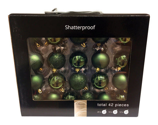 Celebrations  Green  Shatterproof  Ornament (Pack of 3)