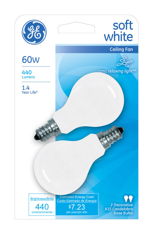 GE 60 watts A15 Incandescent Bulb 440 lumens Warm White A-Line (Case of 6) (Pack of 6)