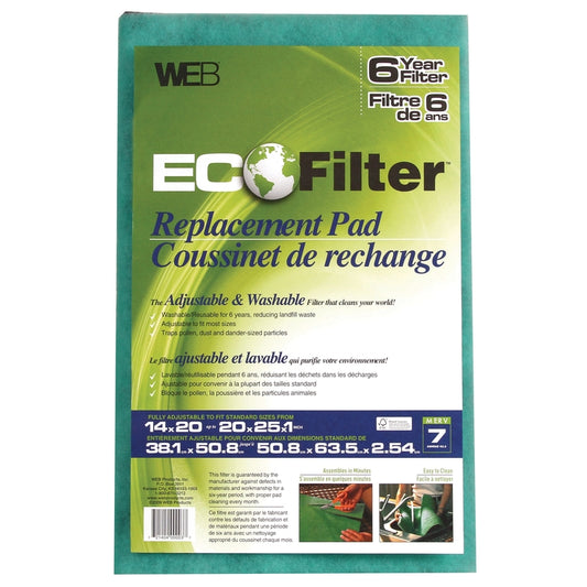 Web Eco Filter 20 in. W x 25 in. H x 1 in. D Polyester 7 MERV Pleated Air Filter (Pack of 10)