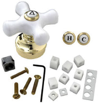 Fit-All Tub & Shower Handle, Broach N/A, Polished Brass Base With White Ceramic