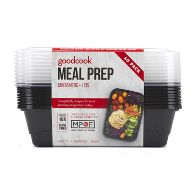 Meal Prep Containers, Breakfast, Black, 10-Pk.