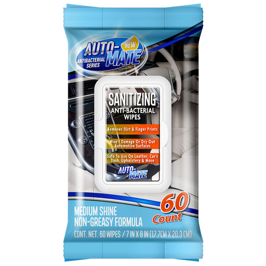 Auto-Mate Sanitizing Anti-Bacterial Auto Wipes 8 in. L x 7 in. W (Pack of 24)