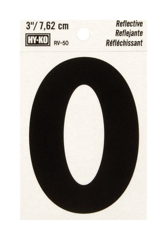 Hy-Ko 3 in. Reflective Black Vinyl Letter O Self-Adhesive 1 pc. (Pack of 10)