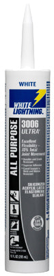 White Lightning 3006 Ultra White Siliconized Acrylic Latex Sealant 10 oz. (Pack of 12)