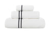 LINIM 3-Pcs Towel Set 100% Cotton White With Lines; Bath, Hand & Washcloth Gray 