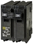 Square D Hom220cp 20a 2p 120/240v Standard Miniature Circuit Breaker Plug-In Mount