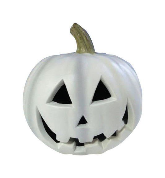 Gemmy  White Jack-O-Lantern  Lighted Halloween Decoration  8.25 in. H x 9 in. W 1 pk