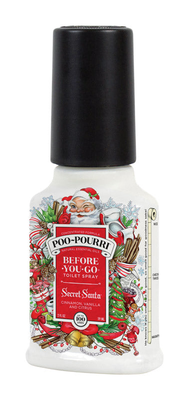 Poo-Pourri Secret Santa Cinnamon Vanilla Citrus Scent Odor Eliminator 2 oz. Liquid (Pack of 12)