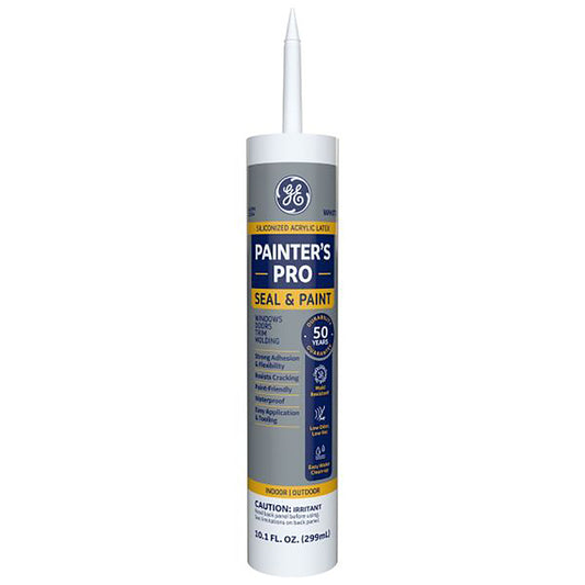 GE Painter's Pro White Siliconized Acrylic Latex Painter's Caulk 10.1 oz. (Pack of 12)