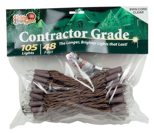 Juego de luces incandescentes para contratistas Holiday Bright Lights, transparente, 48 pies, 105 luces