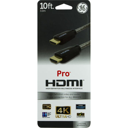 GE Pro 10 ft. L HDMI Cable With Ethernet HDMI