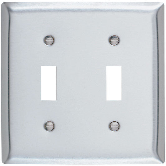 Pass & Seymour  Silver  2 gang Stainless Steel  Toggle  Wall Plate  1 pk